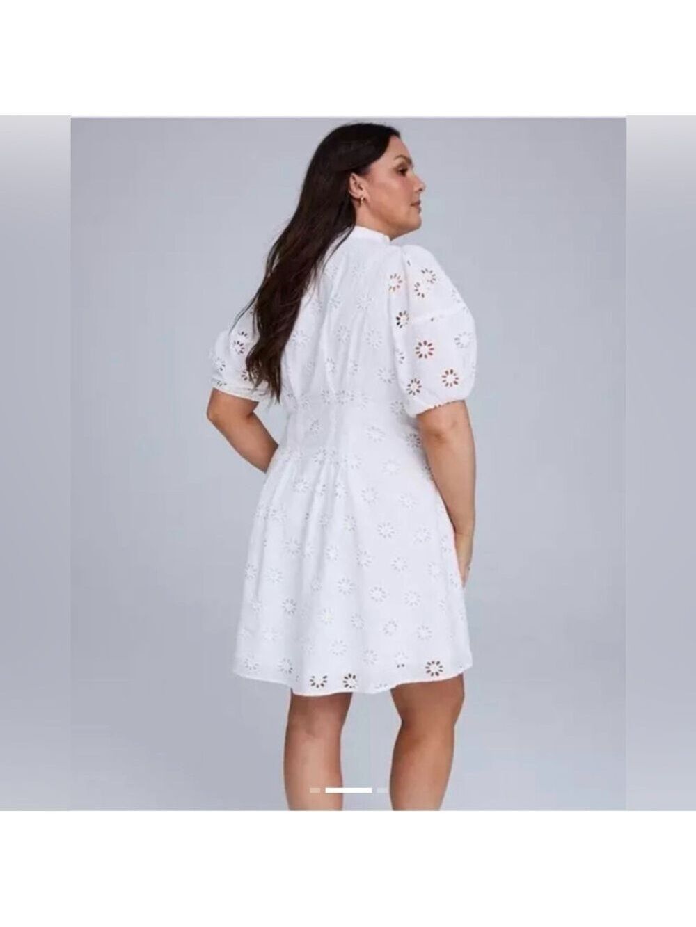 Curvy Girl white eyelet cotton dress Size 16 Torrid Belle Isle Puff Sleeve - Picture 2 of 16